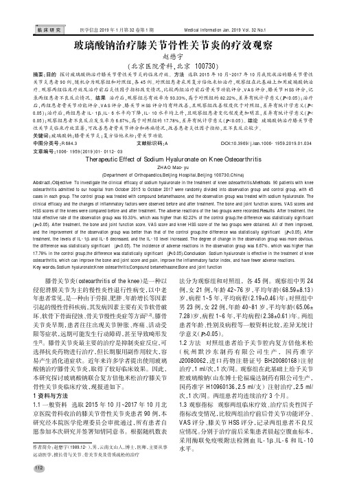 玻璃酸钠治疗膝关节骨性关节炎的疗效观察