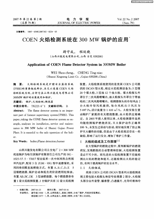 COEN火焰检测系统在300 MW锅炉的应用