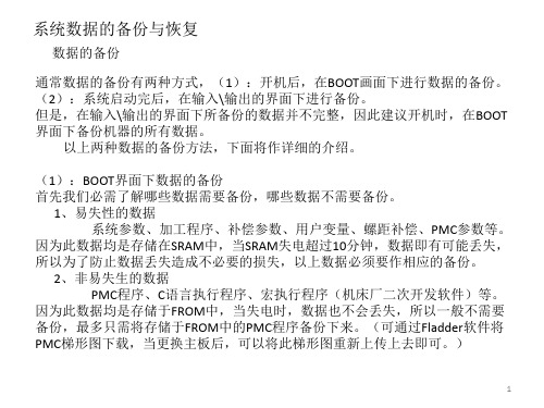 FANUC 系统数据备份与回装