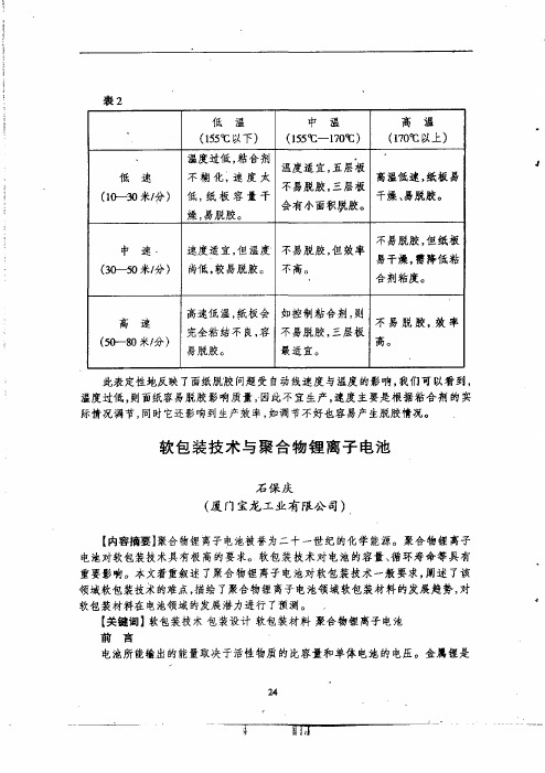 软包装技术与聚合物锂离子电池