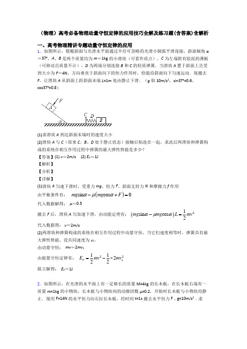 (物理)高考必备物理动量守恒定律的应用技巧全解及练习题(含答案)含解析