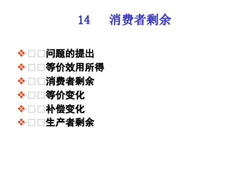 中级微观经济学14.消费者剩余