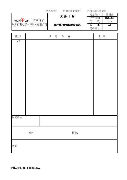 橡胶装饰海绵垫检验规范