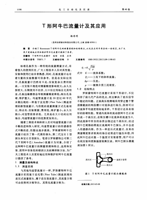 T形阿牛巴流量计及其应用