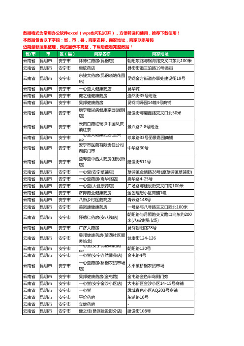 2020新版云南省昆明市安宁市药工商企业公司商家名录名单黄页联系电话号码地址大全171家