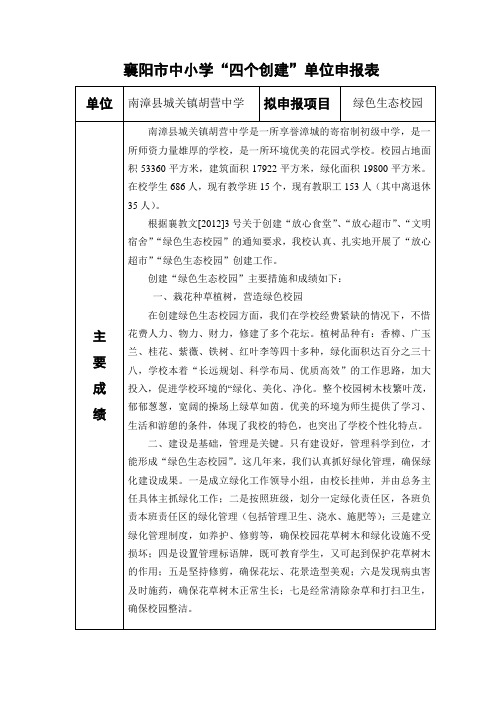 绿色生校园申报表