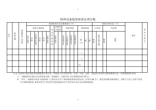 特种设备隐患排查治理台帐