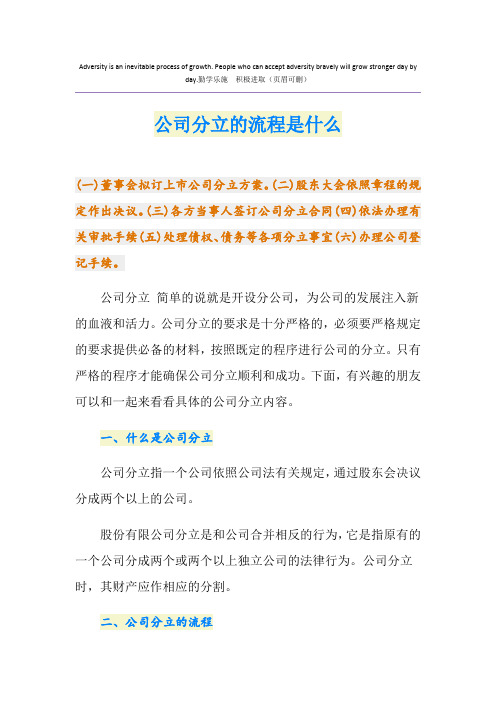 公司分立的流程是什么