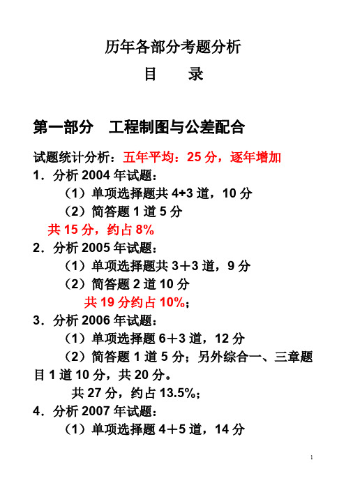 机械工程师历年考试试题与分析资料