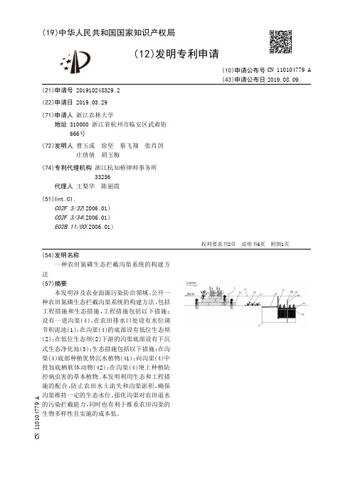【CN110104779A】一种农田氮磷生态拦截沟渠系统的构建方法【专利】