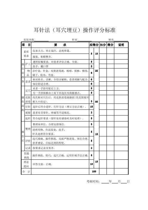 中医护理操作评分标准(整理版)