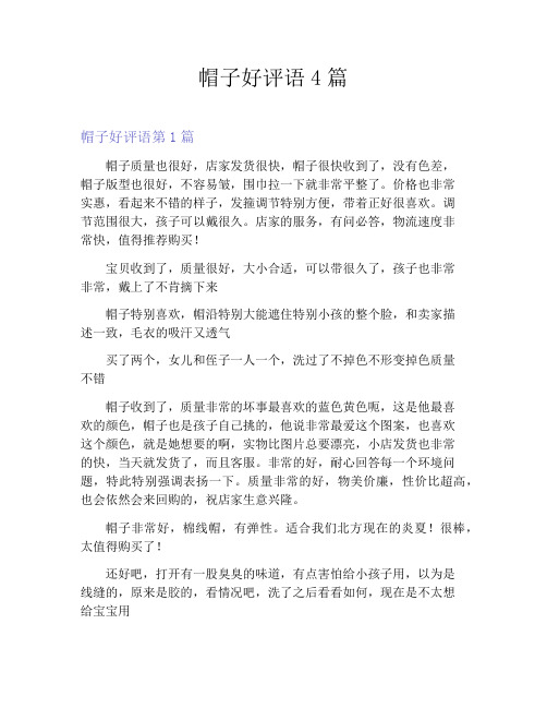 帽子好评语4篇