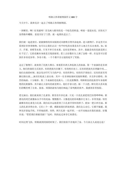 呀路古热带植物园作文800字全面版