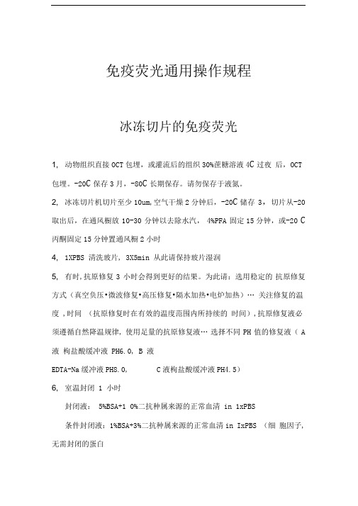 冰冻切片的免疫荧光