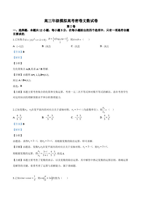 衡水金卷2019届高三模拟高考密卷文数试题(解析版)