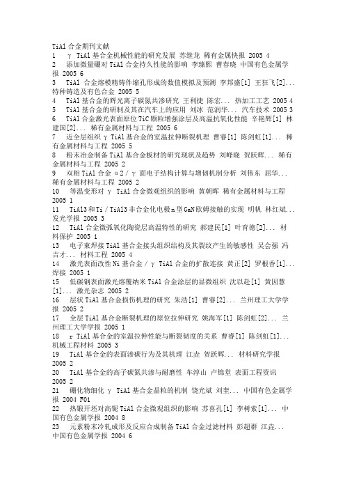 TiAl合金文献集