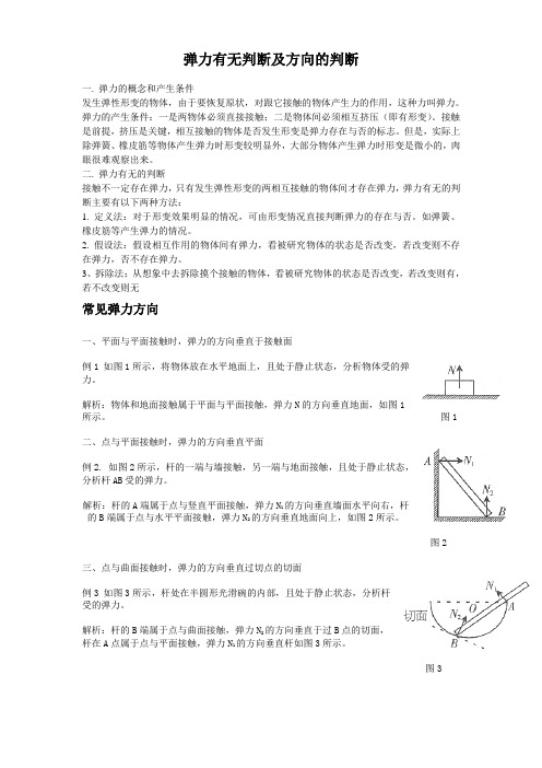 弹力有无判断及方向的判断