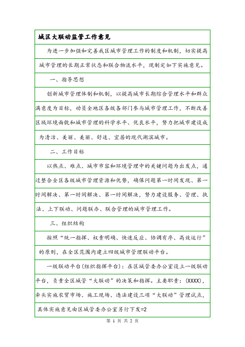 城区大联动监管工作意见.doc
