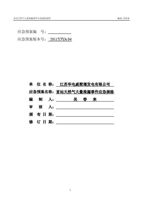 首站天然气大量泄漏事件应急演练案例