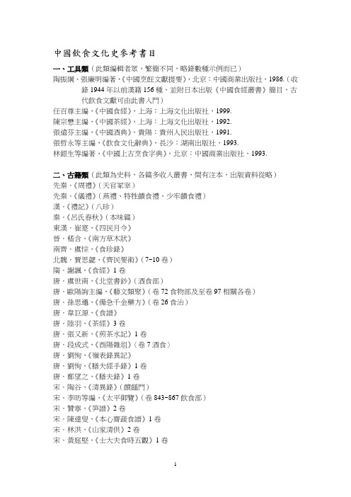 中国饮食文化参考书目
