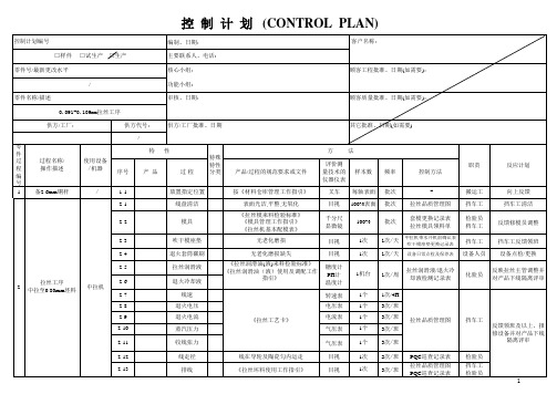 铜线拉丝工序控制计划表(CONTROL  PLAN) QC工程图
