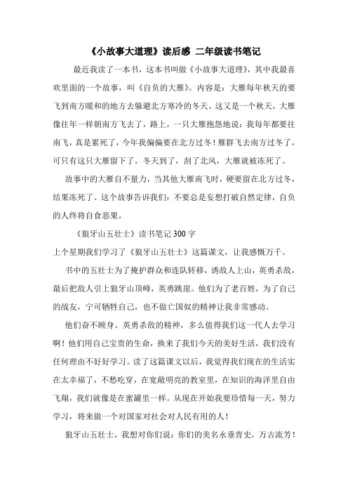 《小故事大道理》读后感 二年级读书笔记