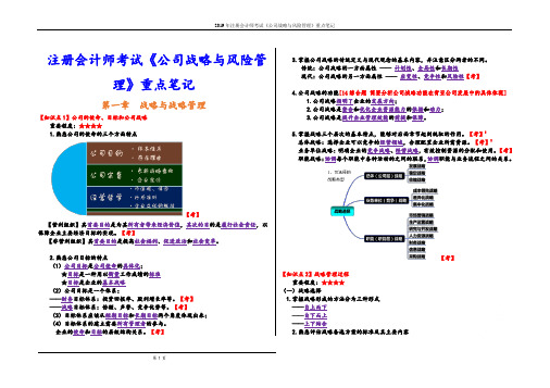 2019年注册会计师考试《公司战略与风险管理》重点笔记