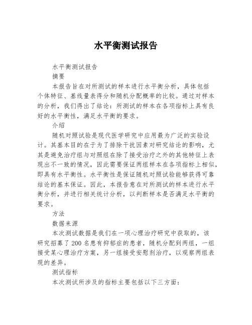 水平衡测试报告