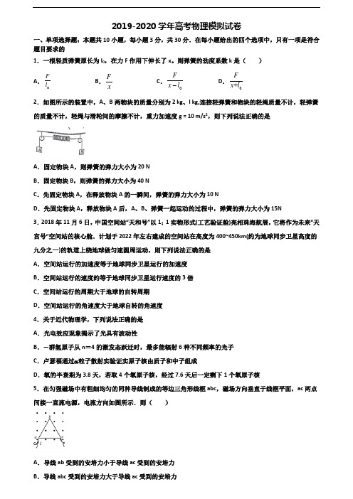 2020学年上海市长宁区高考物理质量跟踪监视试题