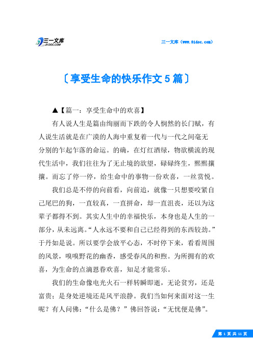 享受生命的快乐作文5篇