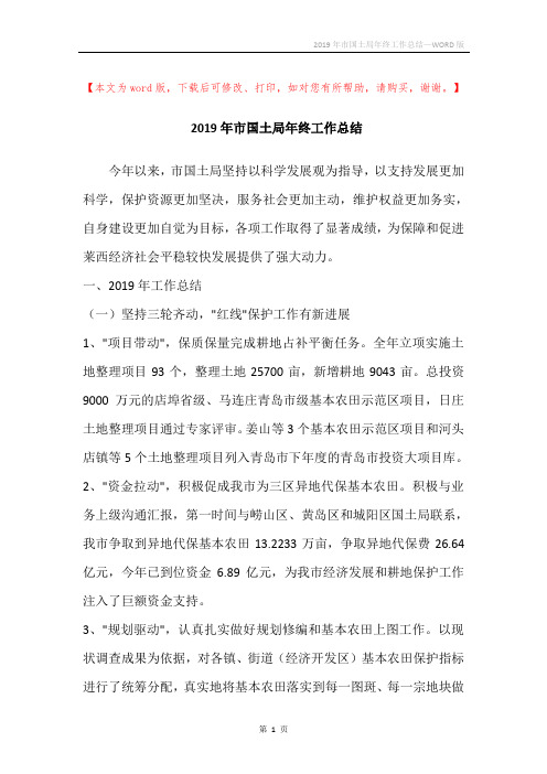 2019年市国土局年终工作总结