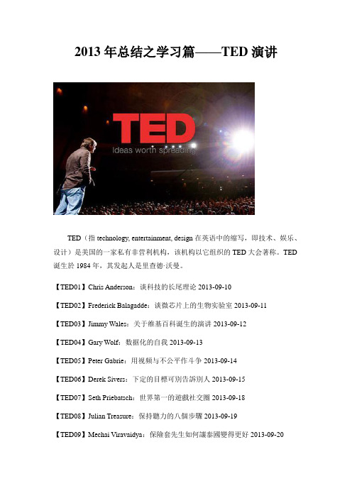 2013年总结之学习篇——TED演讲