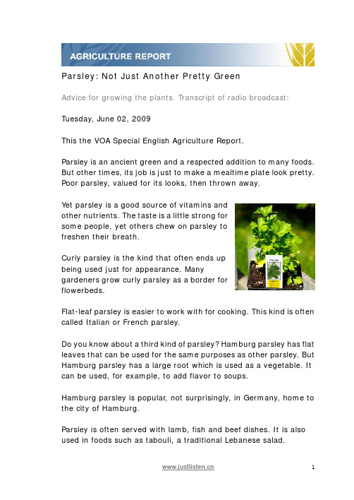 VOA文字稿Agriculture Report
