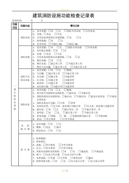 消防日常检查表格