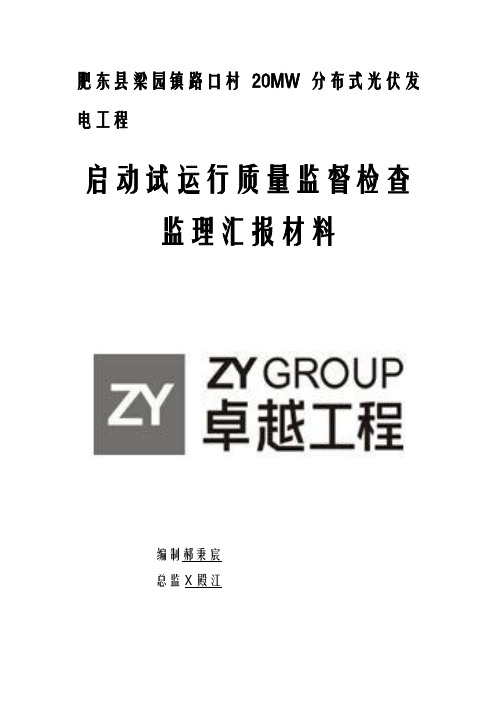光伏发电并网启动试运行质量监督检查监理汇报材料文书