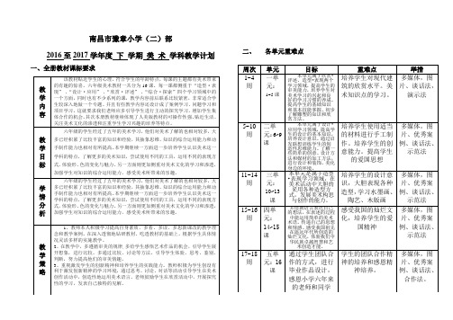美术六年级下册教学计划