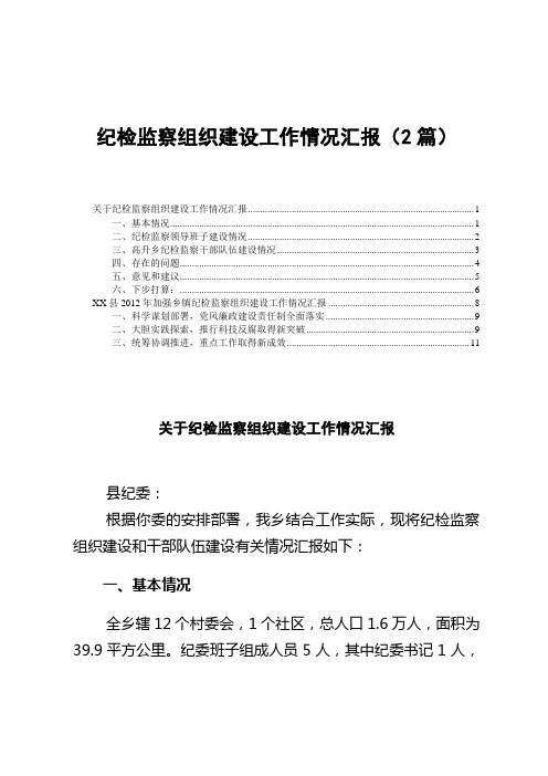 纪检监察组织建设工作情况汇报(2篇)