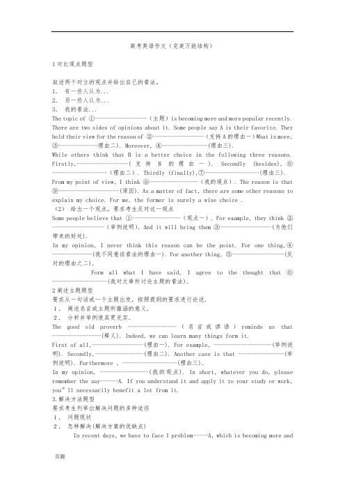 高考英语作文各类题材范例模式