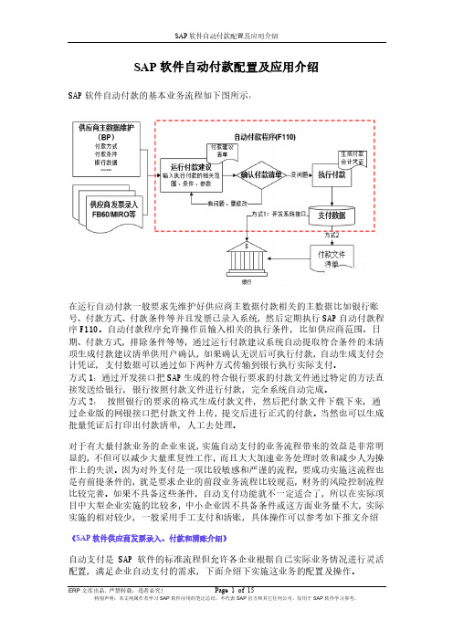 SAP软件自动付款配置及应用介绍 