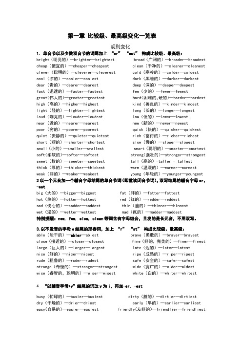 (完整版)八上英语常见及各类型形容词比较级最高级总结