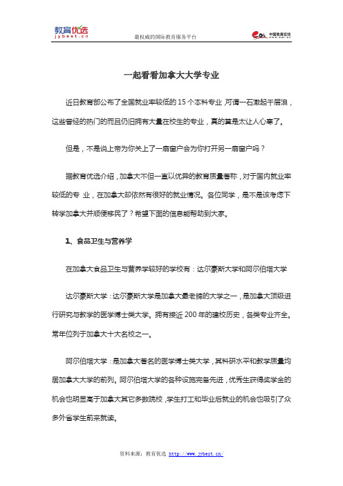 一起看看加拿大大学专业