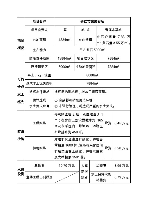 晋江市某采石场水土保持方案