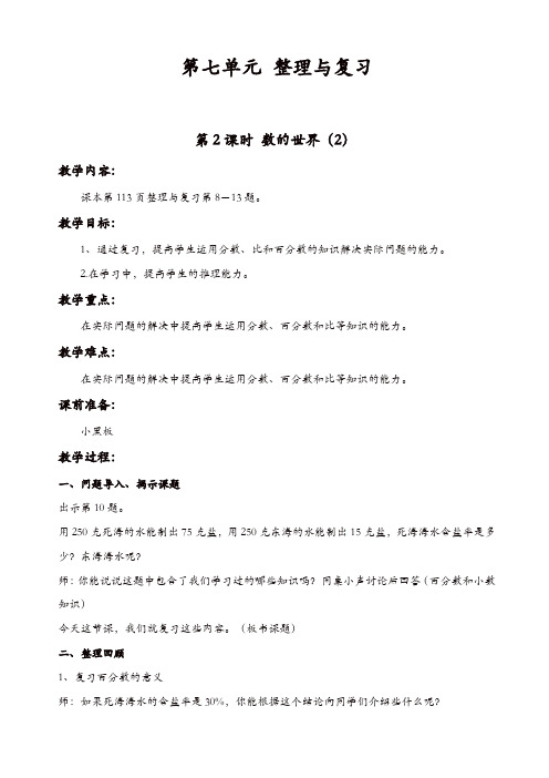 苏教版六年级数学上册：第2课时_数的世界(2) 教案【精品】