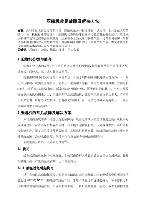 压缩机常见故障及解决方法..