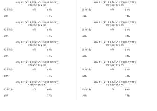 16糖尿病中医处方处方便签