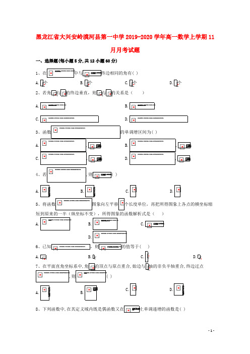 黑龙江省大兴安岭漠河县第一中学2019_2020学年高一数学上学期11月月考试题
