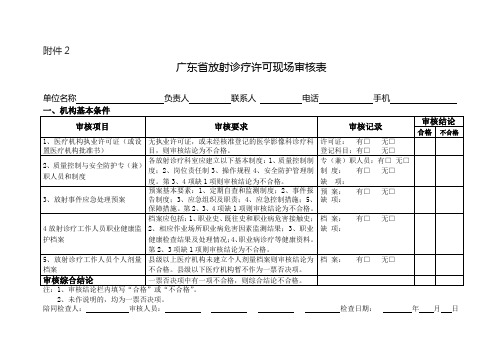 广东放射诊疗许可现场审核表介绍
