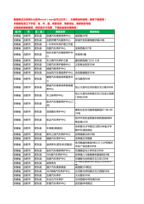 新版安徽省合肥市肥东县汽车保养工商企业公司名录名单黄页大全74家