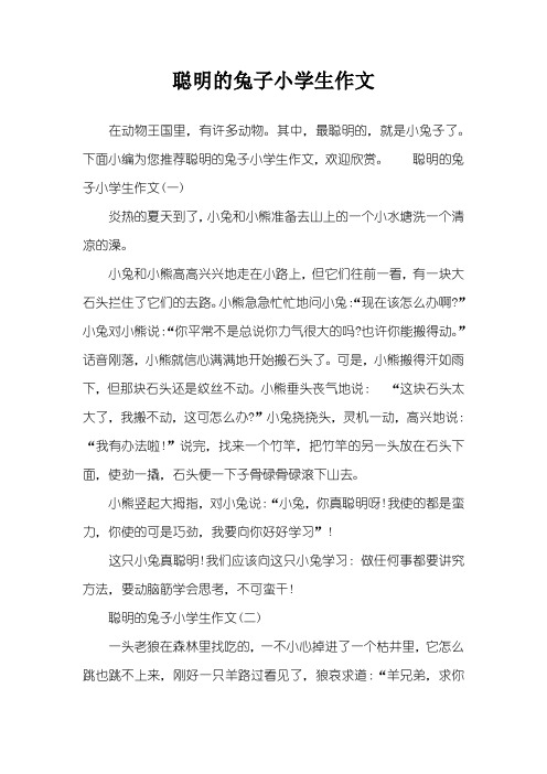 聪明的兔子小学生作文