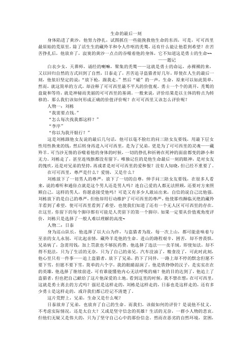 生命的最后一刻——《可可西里》观后感